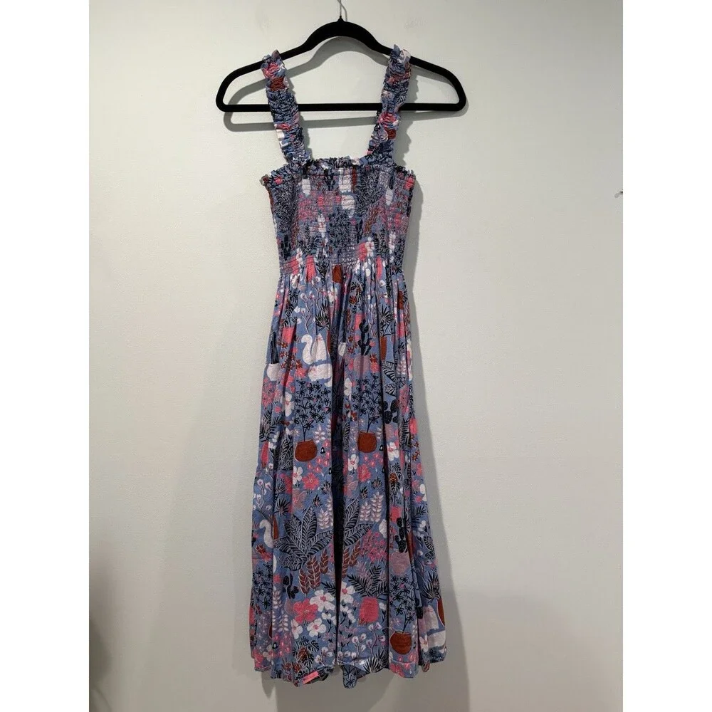 Kate Spade Garden Posy Midi Dress XS Cat Cactus Floral Garden Posy Euro Summer